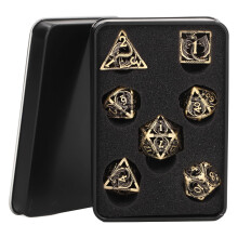 Polyhedral Dice Set for Dungeons and Dragons, DND Dice Set with Case Ancient Civilization Design Metal Dice for RPG Tabletop Games, Easy to Carry