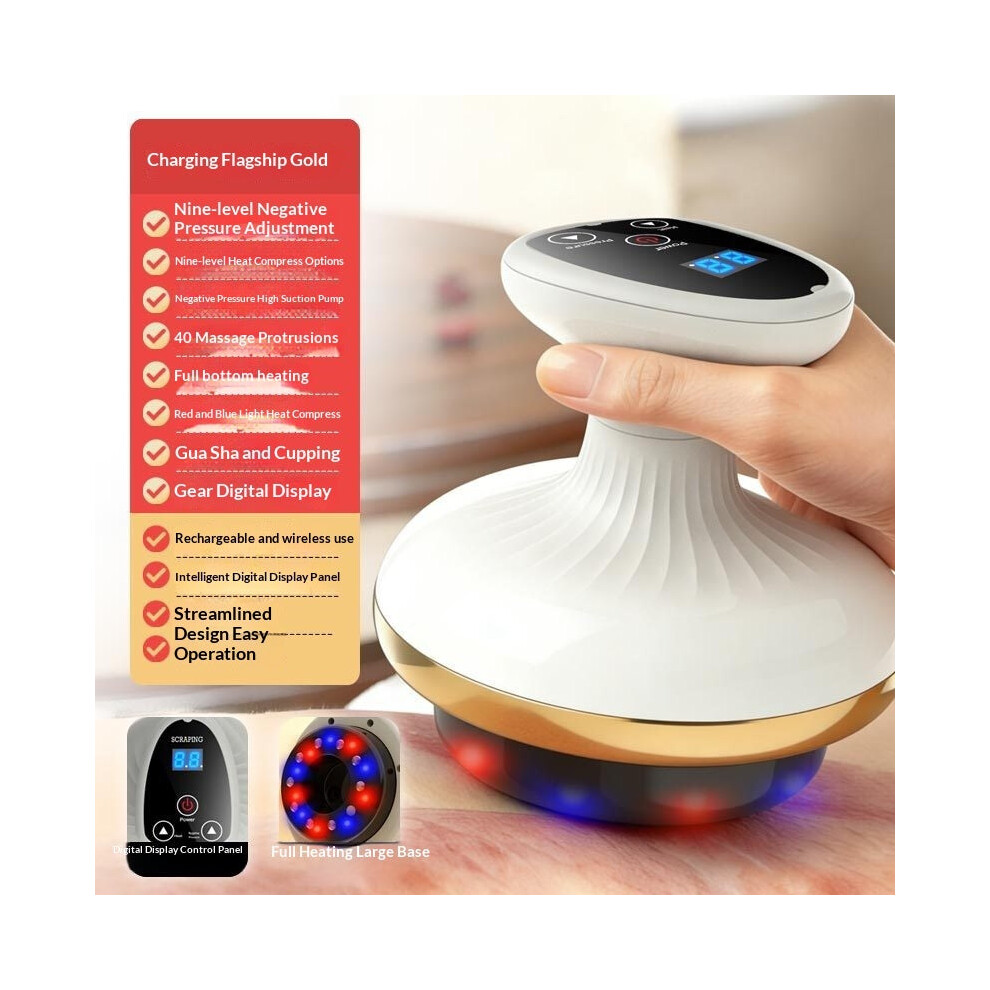 Hubspot Gold (, Usb Charging) Electric Gua Sha Board Beauty Massager Cupping Device Electric Meridian Brush Home Abdominal Massage Gua Sha Board Massager