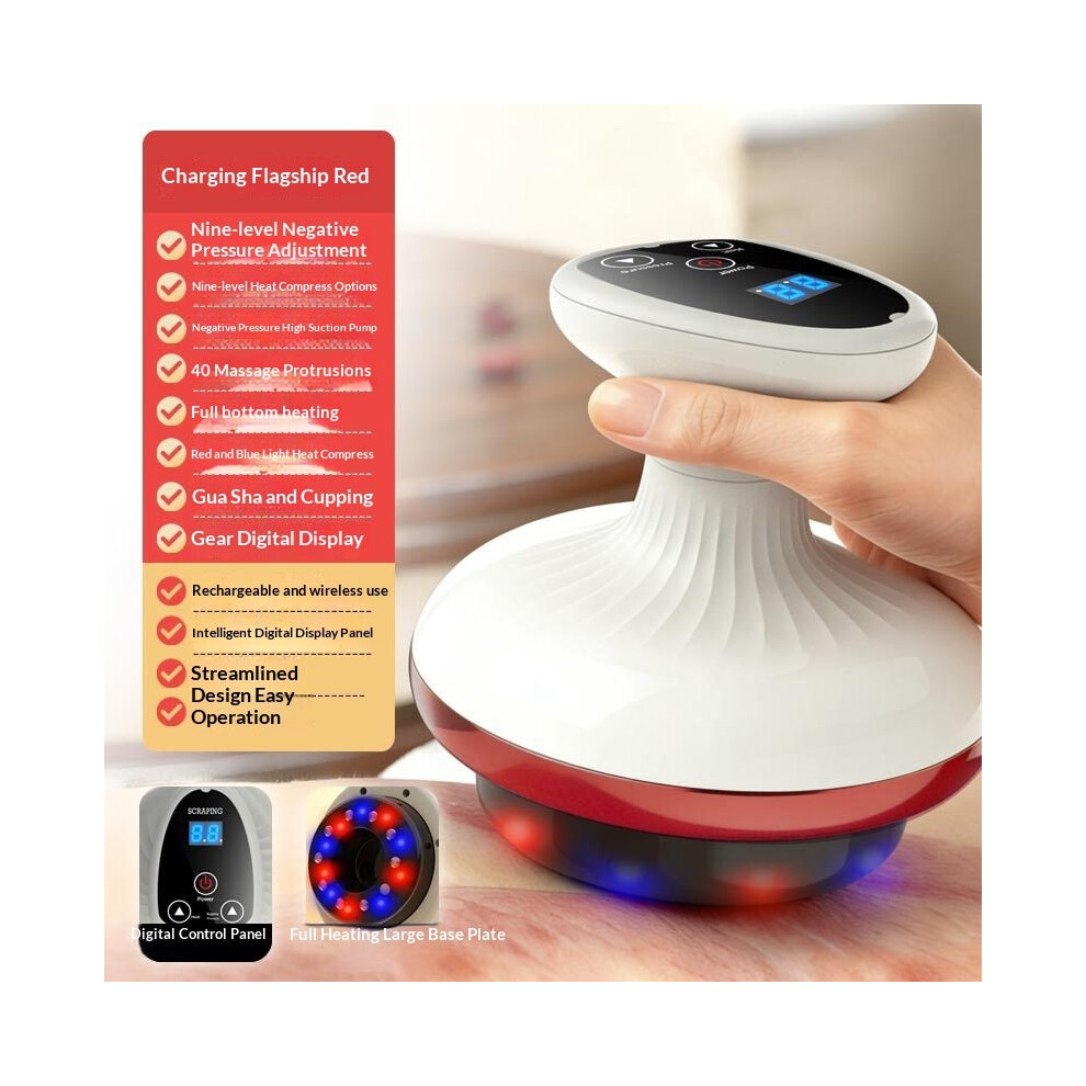 Hubspot Red (, Usb Charging) Electric Gua Sha Board Beauty Massager Cupping Device Electric Meridian Brush Home Abdominal Massage Gua Sha Board Massager