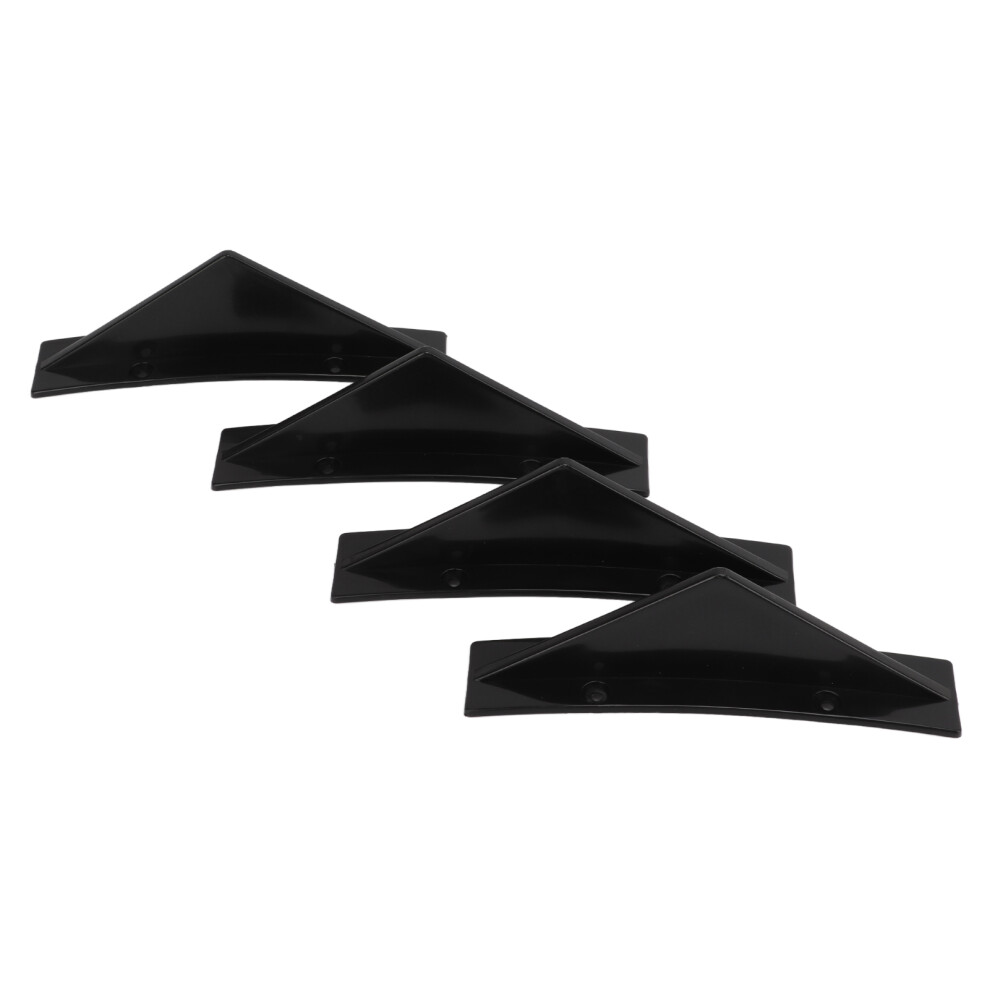 Rear Bumper Diffuser Abs Curved Glossy Spoiler Shark Fin 4Pcs Universal Black 7891391221234