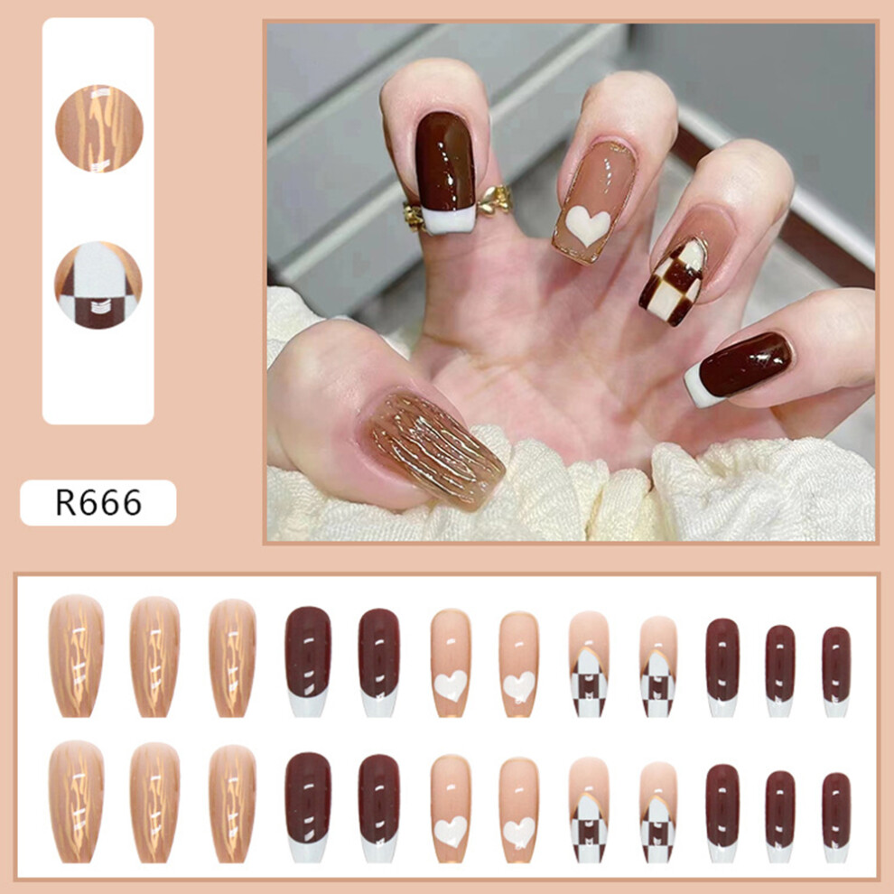 Dachuang Beauty (Jelly Glue Model) Eco-Friendly Chocolate Fake Nails For Women & Girls