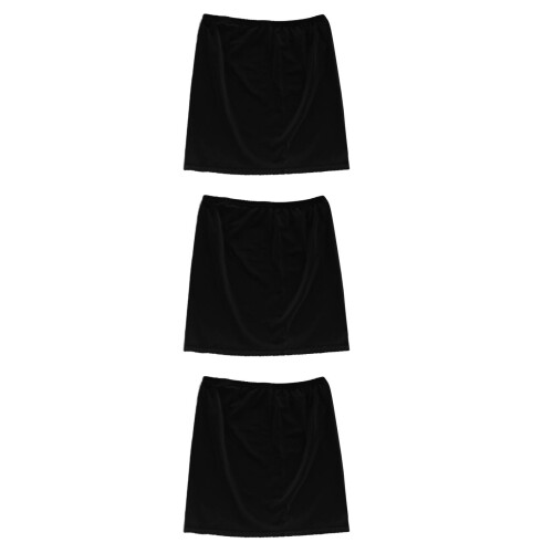 3St Zwarte Elastische Kant Sliprok Polyester Onder Jurk