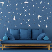 (Silver) 3D Star Wall Stickers for Kids & Living Room