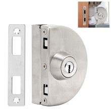 Security Glass Door Lock Stainless Steel Half Round Single Side Design