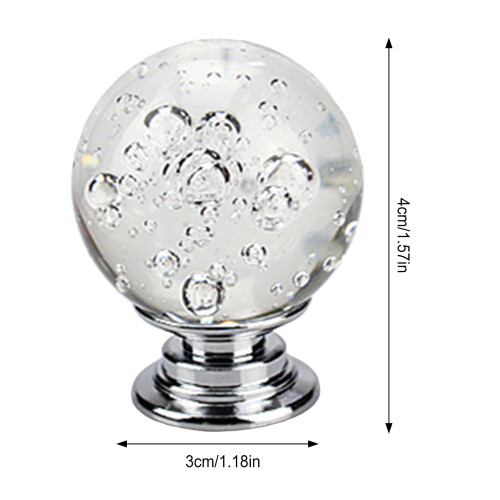 (White silver bottom, 1pc) Unique Bubble Glass Ball Cabinet Knobs for Drawers