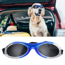 Dog Sunglasses UV Protection Goggles, Adjustable Strap, Small Dog, Blue/Gray