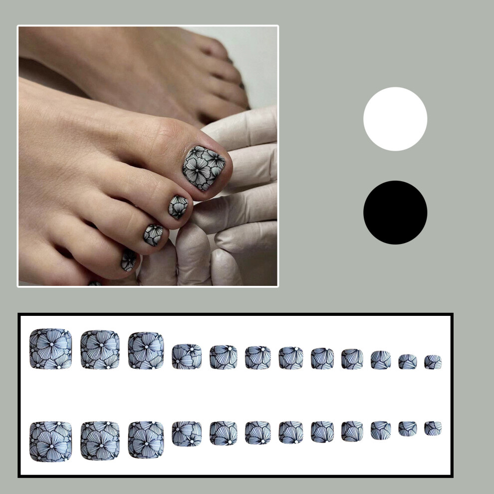 Roc-Electron Floral Fake Nails - Long Lasting & Flexible