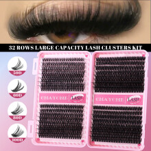 (Pink suit) Fluffy D Curl Eyelash Clusters for Wedding & Daily Use