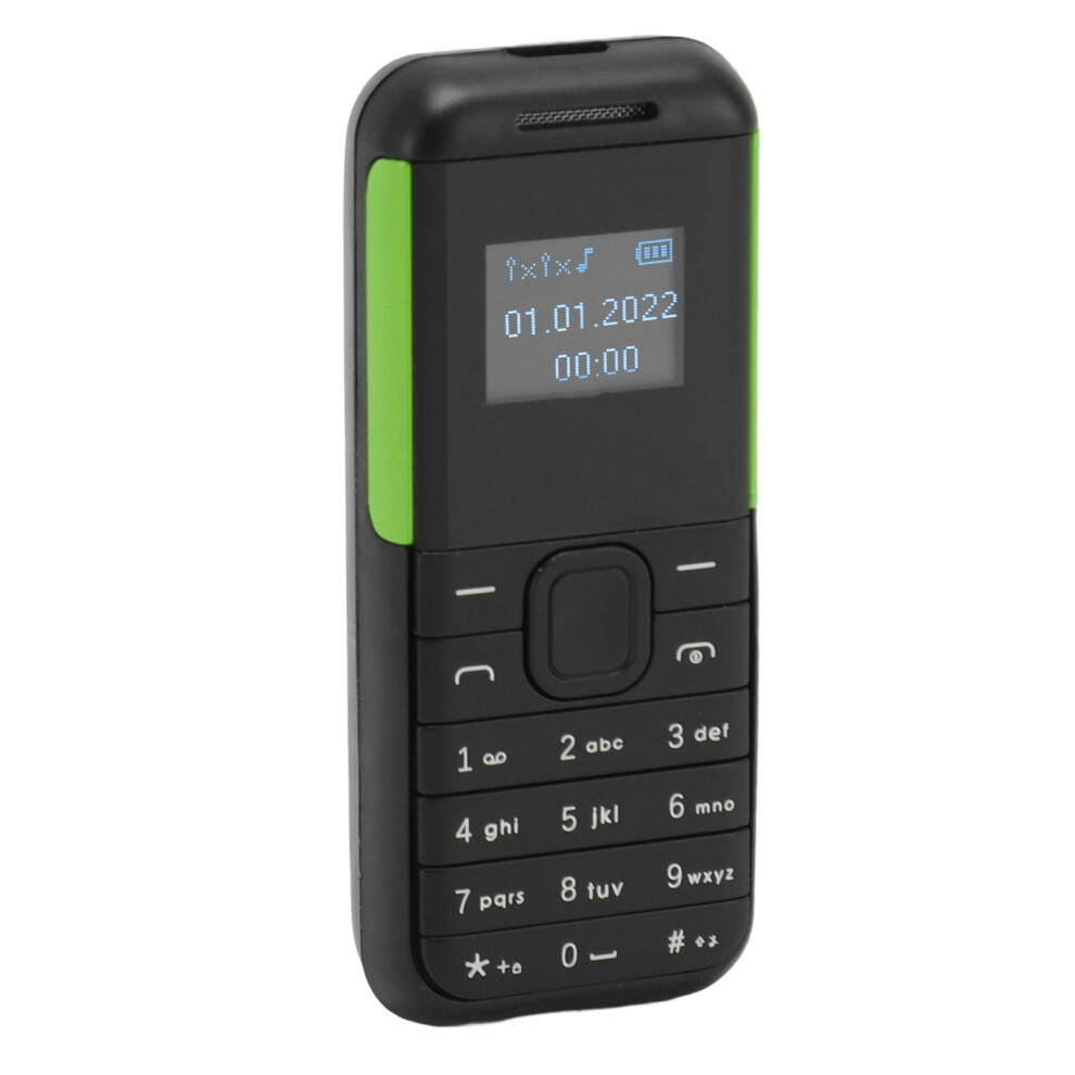 Mini 2G Phone 0.66In Screen 380Mah Dual Sim Bluetooth Black/Green 8711387736773
