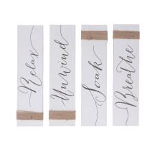Handcrafted Wood Signs, Usa Made Decor With Hooks For Wall Mounting, Wooden Inspirational Quotes For Living Room And Bedroom (4Pcs)