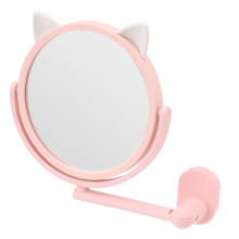 Light Pink 16.5cm Wall Makeup Mirror, Clear Cosmetic Mirror for Bathroom