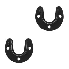 2Pcs Heavy Duty Black Stainless Steel Closet Rod Holder for Home Use