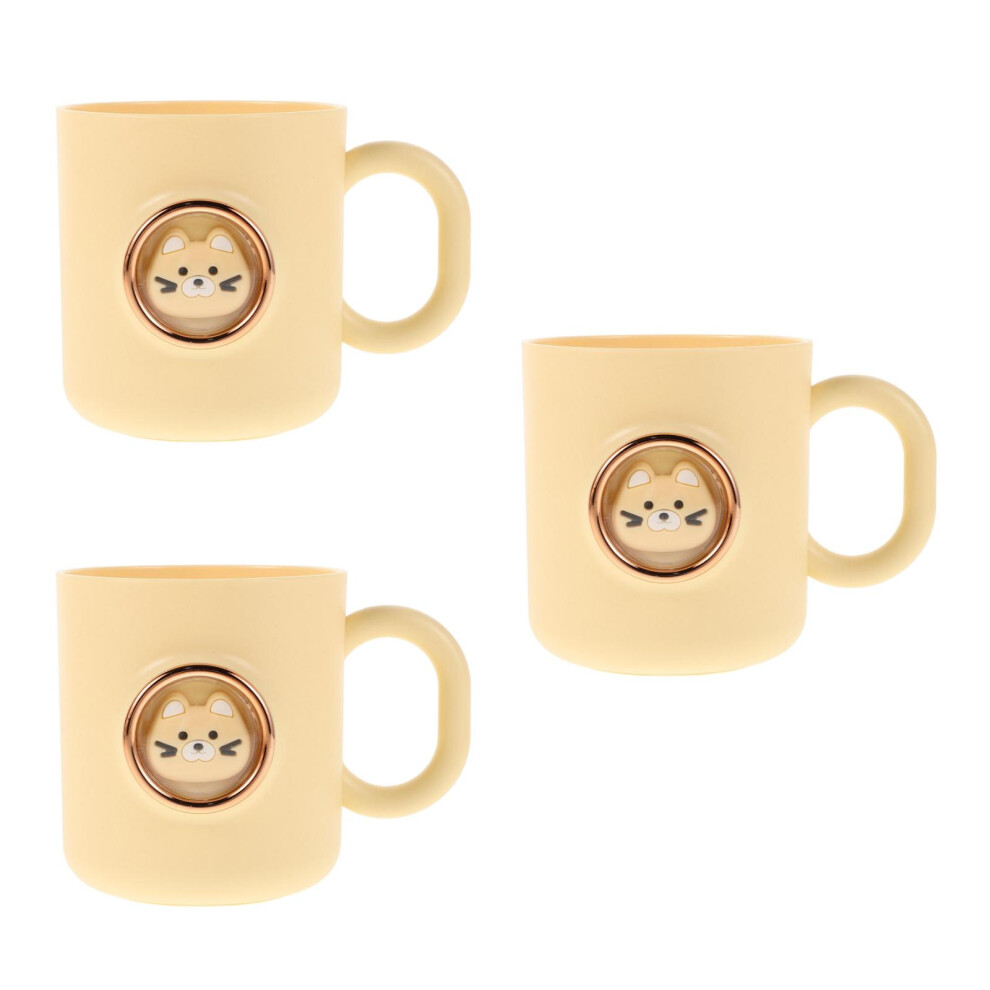 3Pcs Kids Toothbrush Cup Plastic Khaki Travel Mouthwash Animal Cartoon Solustre