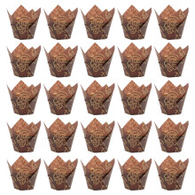 3Sets Oil-Resistant Tulip Cupcake Wrappers Coffee Color for Kitchen