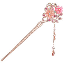 2Pcs Pink Vintage Hair Stick Decorative Hairpin for Women Casual Style