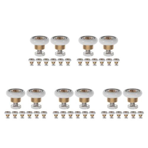 40Pcs Universal Shower Door Rollers Golden Metal Plastic Easy Install