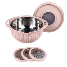 4-in-1 Pink Stainless Steel Colander Bowl, 31x14cm, 952g