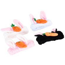 4 Stück süße Hasenohren-Haarband zum Gesichtwaschen & Make-up in Schwarz, Weiß, Blau, Pink