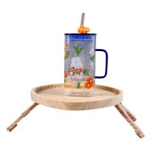 Holz-Sofa-Armlehnen-Clip-Tisch, 360 drehbar, klappbar, Getränke- und Snacktablett