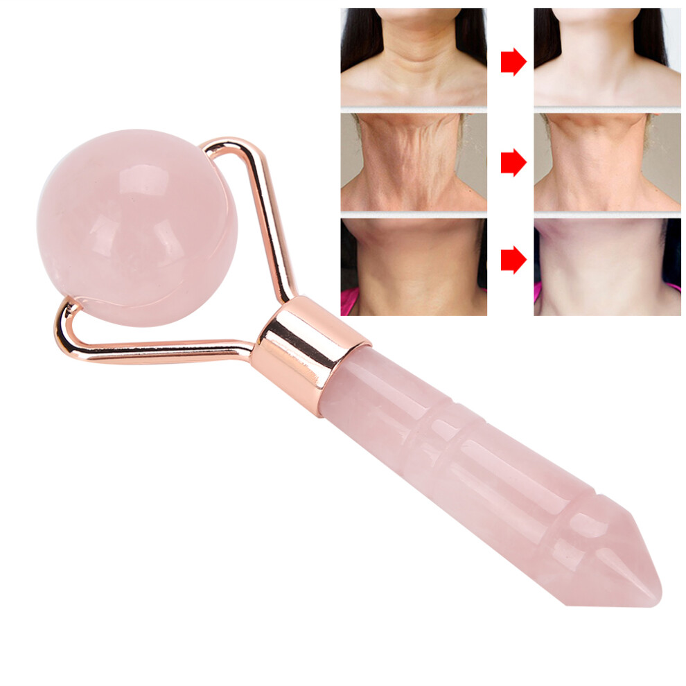 Rose Quartz Face Roller Massager Skin Tightening Lifting 9.5x4cm