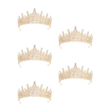 5Pcs Lightweight Baroque Crystal Tiaras Zinc Alloy Crowns for Weddings