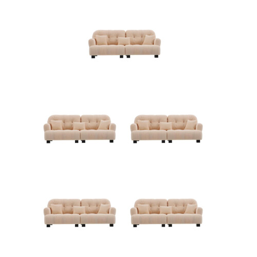 5Pcs Miniature Dollhouse Sofa Set White Pla Plush Flocked Accessories