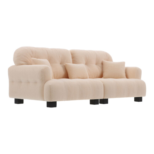 5Pcs Miniature Dollhouse Sofa Set White Pla Plush Flocked Accessories 1