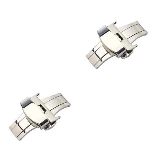 2Pcs Silver Non-Automatic Elastic Belt Buckle with Double Press Clasp 2