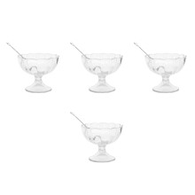 4Sets Clear Dessert Bowls Portable Ice Cream Cups for Home Use