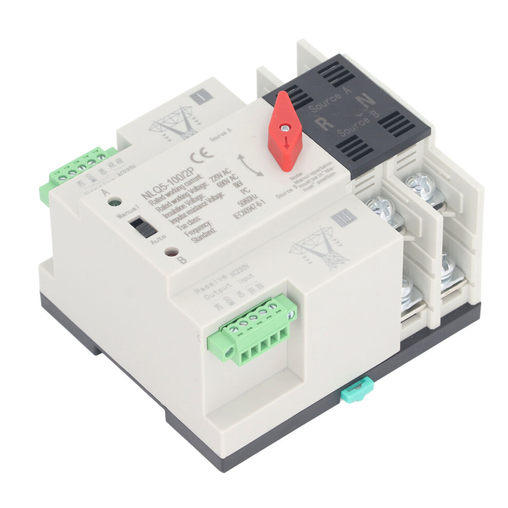 Dual Power Automatic Transfer Switch 2P 100A Ac220v Compact 9421387741569