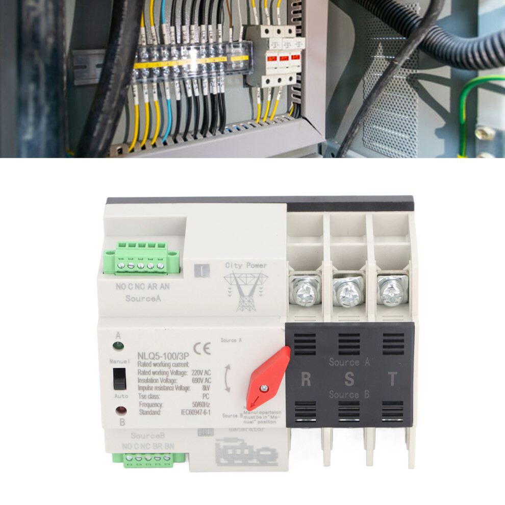 Dual Power Ats 100A 3P Fast Switch 50Ms Rail Type Ac220v 4171387741896