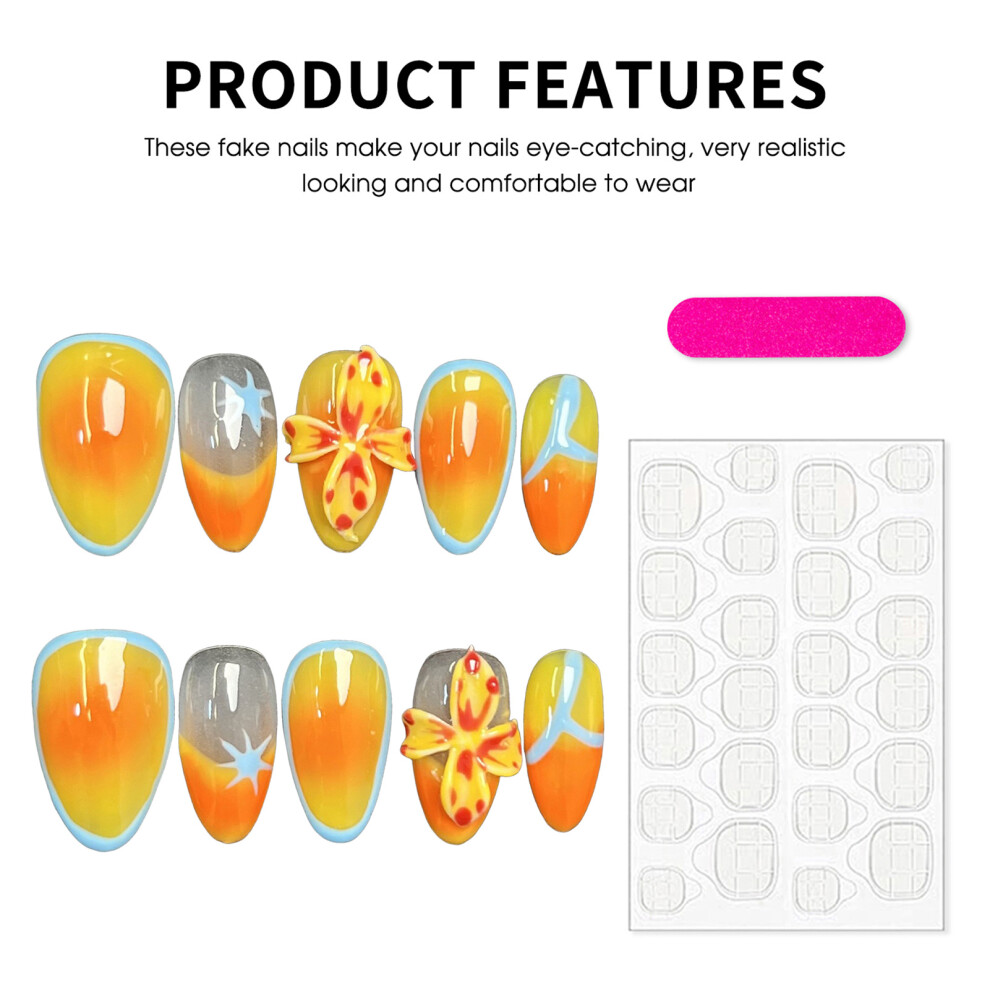 Dcph-Clothing (Xs) 10Pcs Gradient Fake Nails, Easy Salon Application