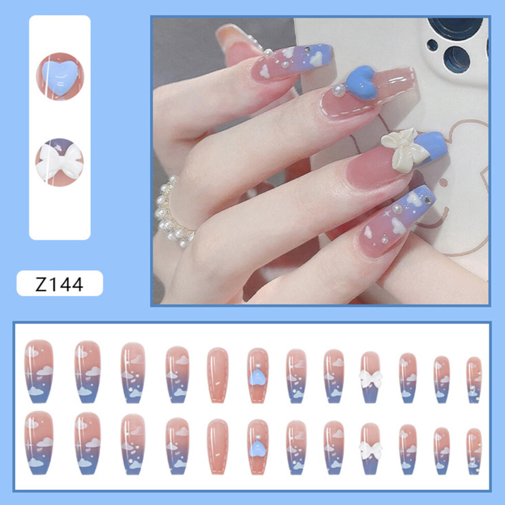 Reach-Tools (Jelly Glue Model) Blue Pink Gradient Long Fake Nails Salon Supply