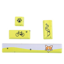 Gaming Keycap Extravaganza, Four-piece Set, Cute Little Yellow Dog Pattern, Pbt Material, Compatible With Cherry Mx Switches, Elevate Your Keyboard