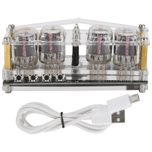 Vintage Nixie Clock With RGB Full Color Display, Acrylic Transparent Case For Personalized Customization, Transparent Crystal Base And Multimedia