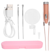 Portable Case for Ear Cleaning Kit, LED Light Enhanced Soft Rounded Scoop Tips, High Quality Stainless Steel Tools with Magnifying Glass for Precise