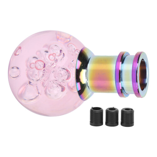Pink Bubble Crystal Gear Shift Knob with 3 Threaded Adapters Universal Fit 2