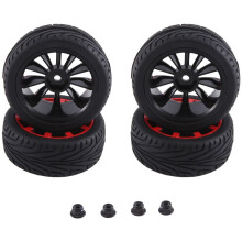 4 PièCes Jantes Hexagonales de 12 mm et Pneus en Caoutchouc de DiamèTre ExtéRieur de 2,59 Pouces pour Voiture de Tourisme sur Route RC 1/10, D