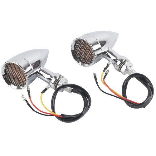 2 Stück Motorrad-LED-Warnblinker Amber-Licht 12V 10mm Chrom 1