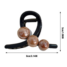 (Coffee pearls [black bottom clip]) Women\'s Strong Hold Acrylic Hair Claw Clips - Non-Slip