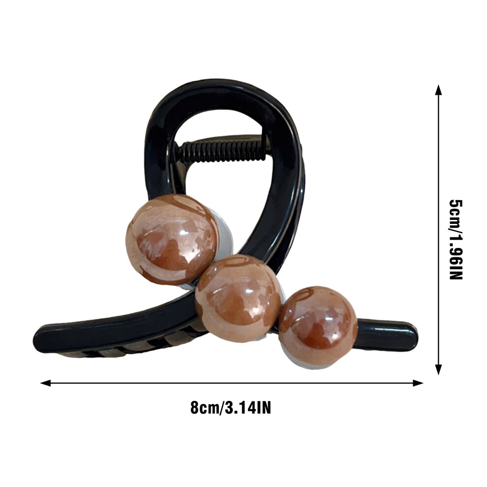 Bright-Home Black (Coffee Pearls [ Bottom Clip]) Acrylic Hair Claw Clips For Women Strong Hold & Nonslip Holiday Hair Clips For Holiday Birthday Gift
