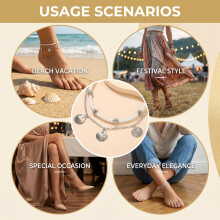 (NRXY 3142 2, Ankle Chain) 3pcs Boho Pearl Anklet Set - Unisex