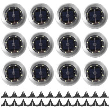 12 Pack Solar Lights Outdoor Garden 8 LED Solar Disk Lights Outdoor IP65 Waterproof for Garden Pathway Lawn Patio Yard