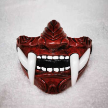 (Red) Scary Demon Half Face Mask for Halloween Party