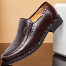 (Brown, 38) Men\'s Leather Formal Anti-Slip Flat Shoes