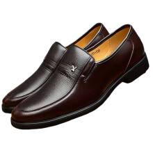 (Brown, 43) Men\'s Leather Formal Anti-Slip Flat Shoes