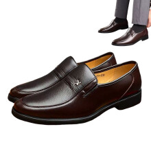 (Brown, 44) Men\'s Leather Formal Anti-Slip Flat Shoes