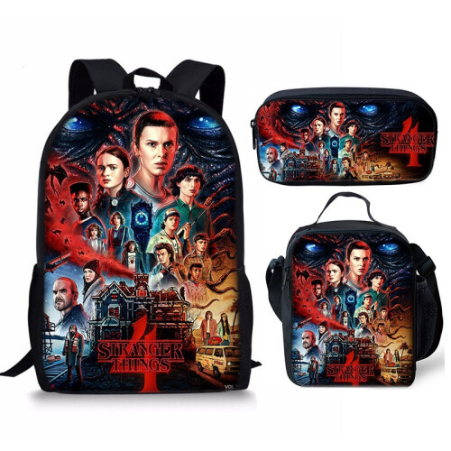 3PCS Stranger Things backpack, lunch bag, pencil case, backpack, travel bag 2