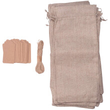 12 Pieces Burlap Wine Bags Jute Wine Bottle Bags with Drawstrings Reusable Wine Gift Bags with Tags for Party Blind Tasting Birthday Wedding Travel
