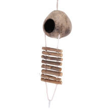 Natuurlijke Kokosnootschil Kokoshuid met Ladder voor Vogelschelpen Schuilplaats Duurzame 2